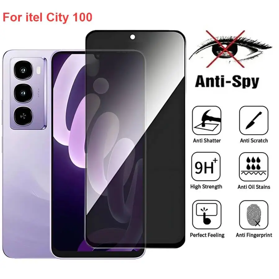 

City 100 Anti Spy Privacy Tempered Glass Protector Compatible For Itel City100 Full Cover Screen Phone Film