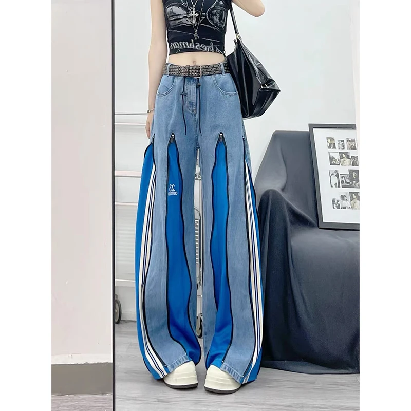 YIBASHU الشتاء المرأة الدنيم السراويل اليابانية Y2K 2000s واسعة تناسب فضفاض أمي الجينز الجرونج Harajuku كاوبوي جينز مكدسة عالية الجودة