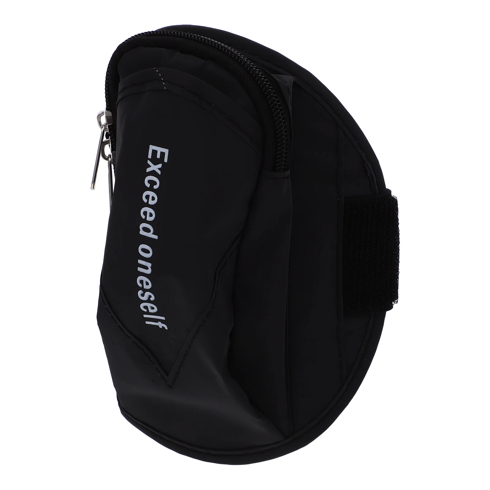 حزام ذراع رياضي من النايلون الأسود المقاوم للماء وجيد التهوية للجنسين، جيب بسحاب قابل للتعديل للجري والركض وركوب الدراجات والمشي لمسافات طويلة