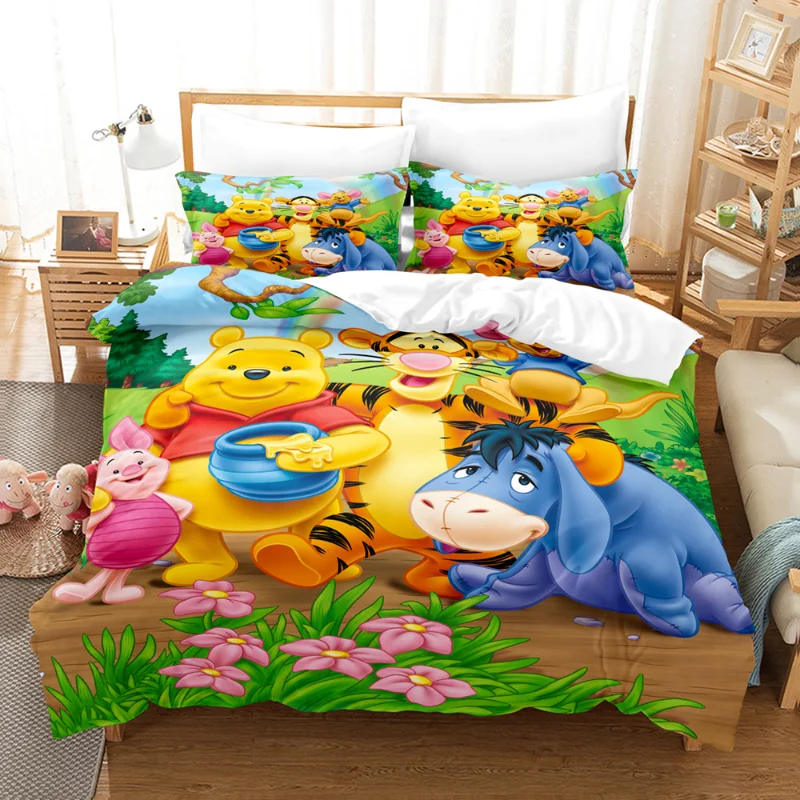 Disney Winnie The Pooh Eeyore Bedding Suit Quilt Cover 3D Printed Bedroom Bed Cover Bedclothes 2/3pcs Anime Room Decoration Gift