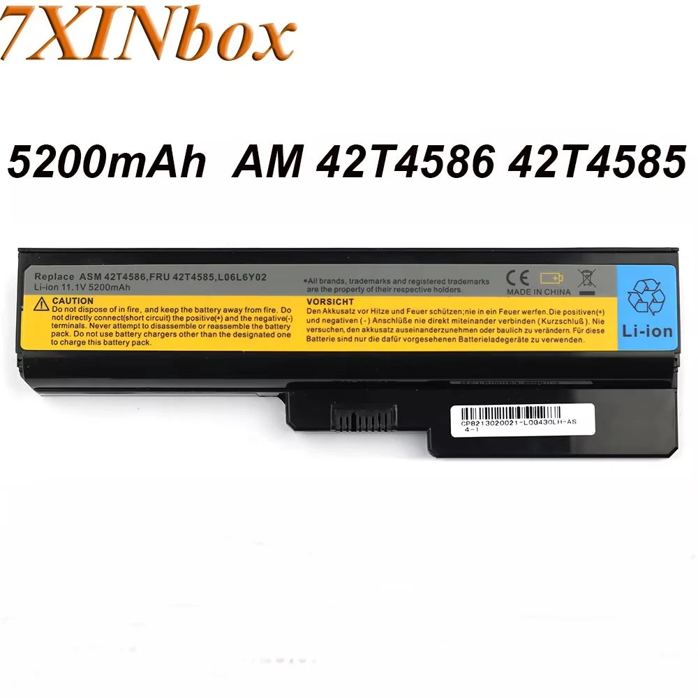 7XINbox 42T4585 42T4586 11.1V 5200mAh Laptop Battery For Lenovo ThinkPad 3000 G430 G530 G530M G450 G555 N500 IdeaPad B460 G430