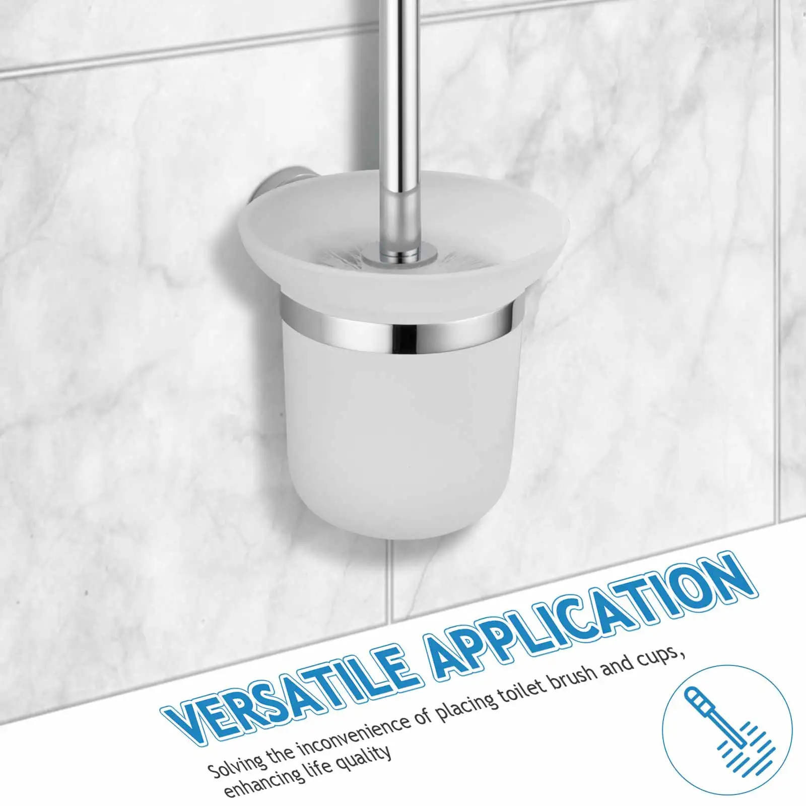 

Modern Frosted Glass Toilet Brush Holder Wall Mounted Cup Bathroom Storage Solution for Compact and Tidy Toilet Area Setup