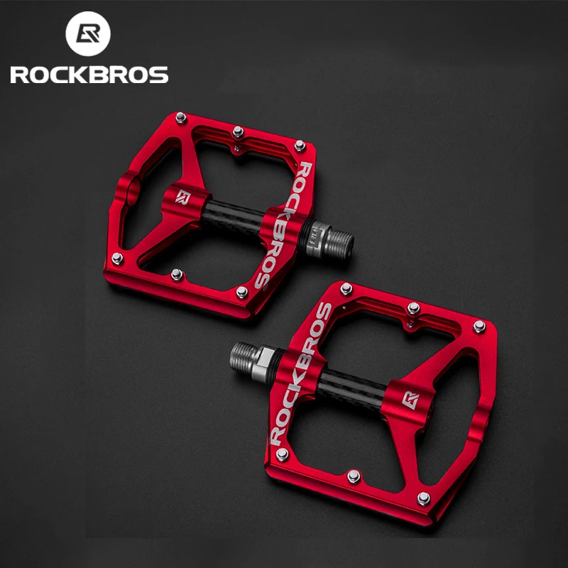 

ROCKBROS Bike Pedal Aluminum Alloy Non-slip High Strength Carbon Fiber Seal Bearing Widened Dustproof Bicycle Accessories