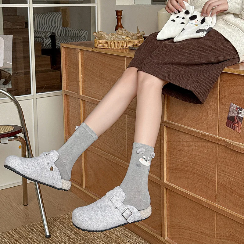 Sweet Lovely 3d Animal Ear Breathable Socks Autumn Winter Sweat-absorbing Deodorizing Socks   Comfortable Household Floor Socks
