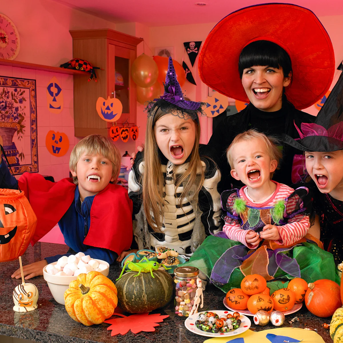 2 個魔女帽子ヘアフープハロウィンパーティーヘッドバンド子供女の子軽量アクセサリーヘアフープヘッドバンド子供のための