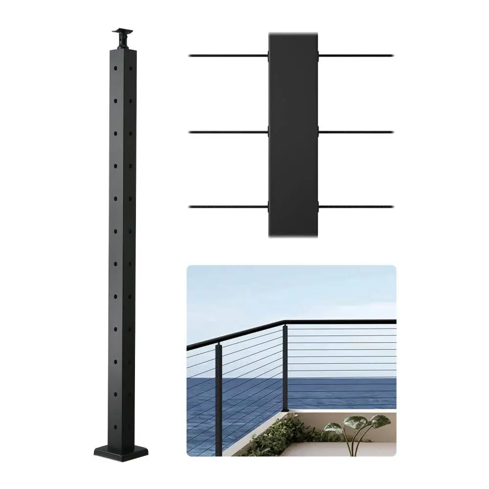 

Heavy Duty 42x2x2 Inch Cable Railing Post with L-Shaped Holes for Safety and Stainless Steel Material