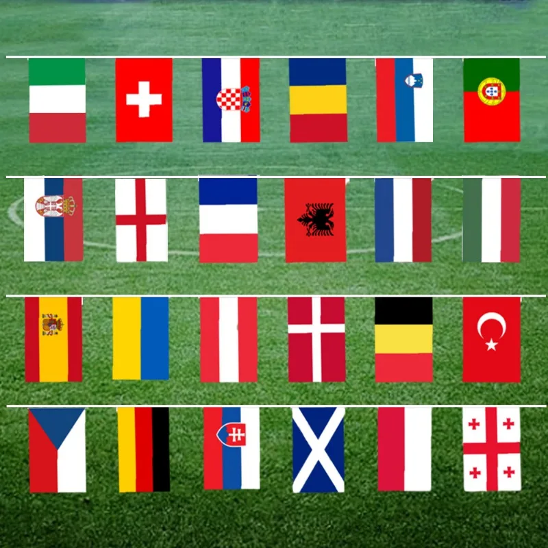 2024 Europe Countries Flag Europe Football Cup Country Flag Bunting National String Flags Banner Football Event for Party Decor