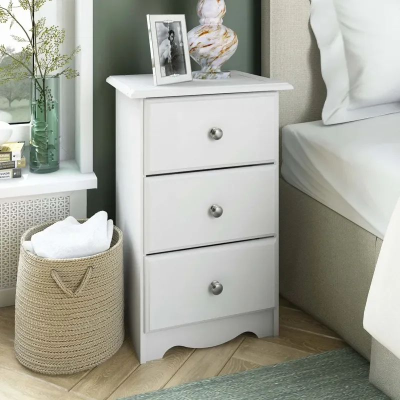 for American Retro Solid Wood Three Drawer Bedside Table with Metal or Wood Handle Custom Furniture