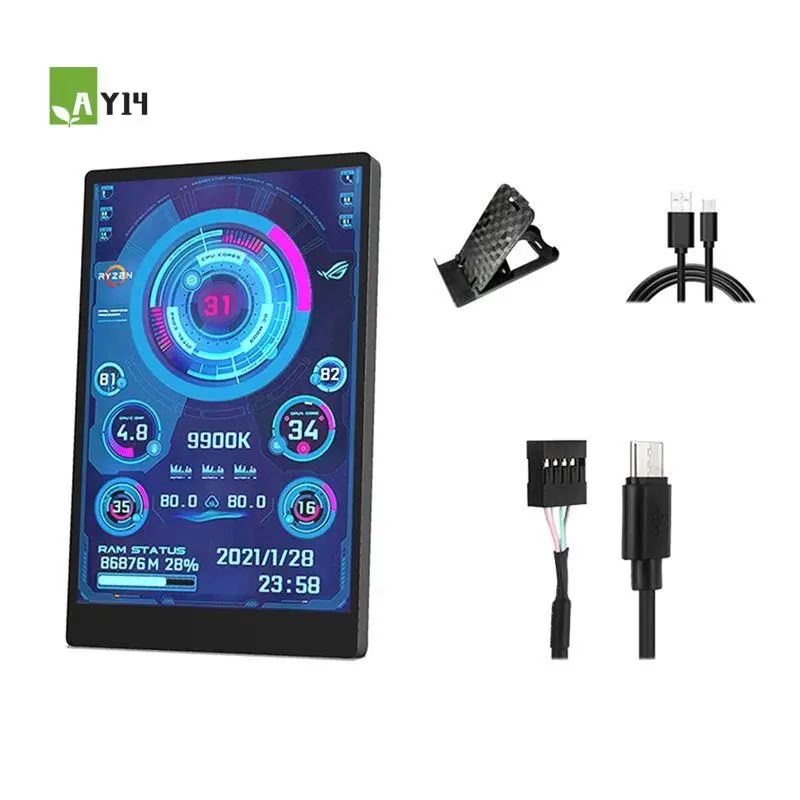 

AY14 -3.5 Inch IPS Type C Secondary Screen For Computer CPU GPU RAM HDD Display 320X480 USB LCD Monitor Freely AIDA64 Win10 11