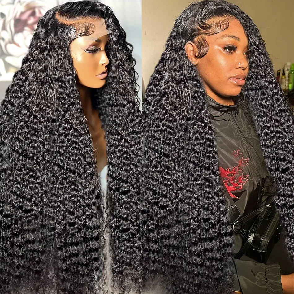 150% 13x4 13x6 HD Transparent Curly Wigs Loose Deep Wave Lace Front Wig Water Wave Lace Frontal Human Hair Wigs For Black Women