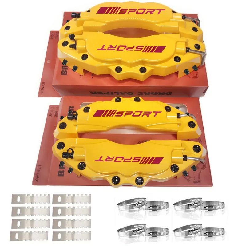 2*2Pc Fixing By Screw ABS Plastic Brake Caliper Cover Red Sport Logo Styling Car Accessiries For BMW Mercedes Benz Audi Honda view 2
