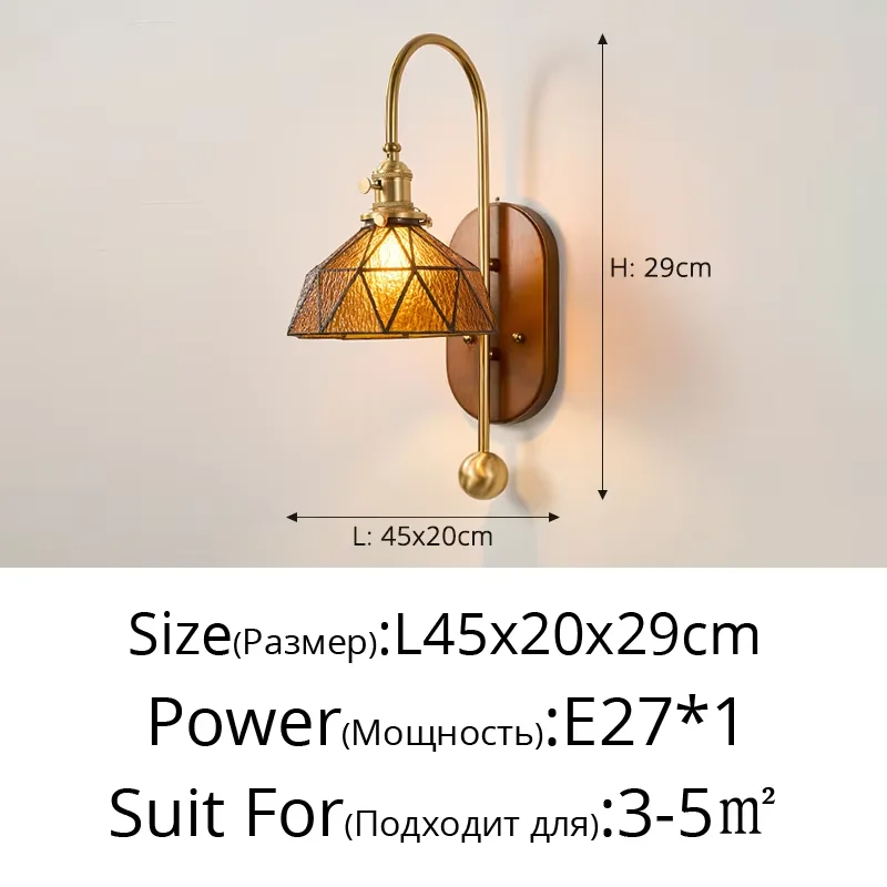 Lomin Retro Wandlamp Luxe vintage Glazen Wandlamp Woonkamer Achtergrond trap Hal Antieke Slaapkamer Nachtkastje blaker