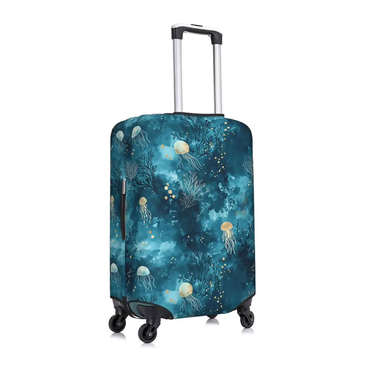 Cute Watercolor Jellyfish Coral Pattern Luggage Cover Protector Elastic Travel Suitcase Covers