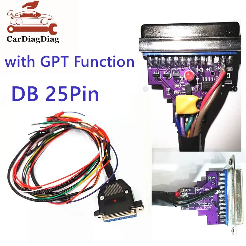 

Высококачественный гнездовой разъем OBD2 GPT Кабель DB 25Pin с фиолетовой печатной платой 3LED Штифт дисплея Сброс загрузки CNF1 НОВЫЙ VCI J2534 ECU