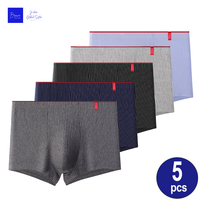 5Pcs Mens Boxer Shorts Cotton Solid Stripped Set Pack Homme Underpants Underwear Male Print Set Calecon Lot Soft Men Boxers