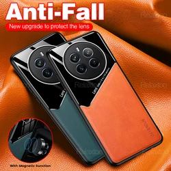 Realmi 12 Pro Plus 5G Case Car Magnetic Holder Leather Cover For Realme 12 Pro+ 5G TPU Soft Frame Protect Fundas On Realme12Pro+