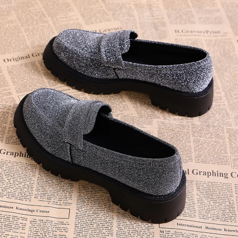

Spring and Autumn New British Style Small Leather Shoes for Women, Retro Thick Soled Le Fu Shoes, Casual Versatile Single Shoes