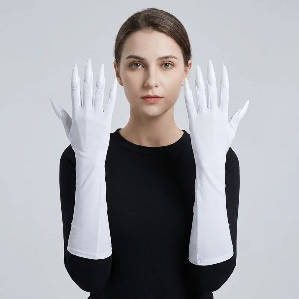 Scary Fancy Props Halloween Cosplay Gloves Solid Color Long Witch Cosplay Costume 43cm Elastic Ghost Claw Mittens Joking Tools