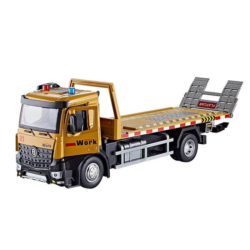 1: 24 alloy flatbed rescue car model,road clearing car toy,simulated sound and light engineering vehicle,wholesale