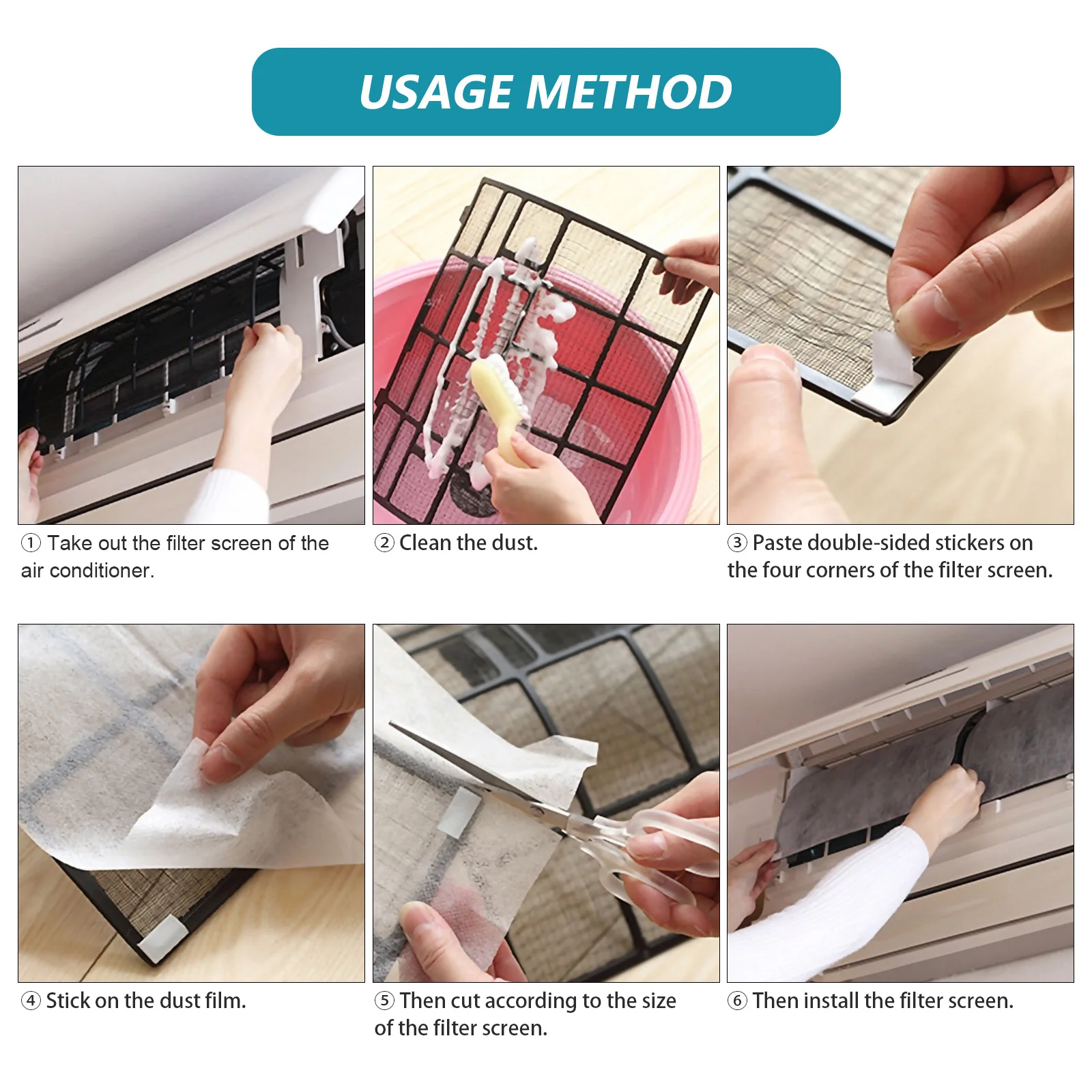 

12Pcs Air Conditioning Filter Paper High-Density Pet Dust Mesh for Ac Unit Air Purifier Washable Anti-Allergen Filter Screen