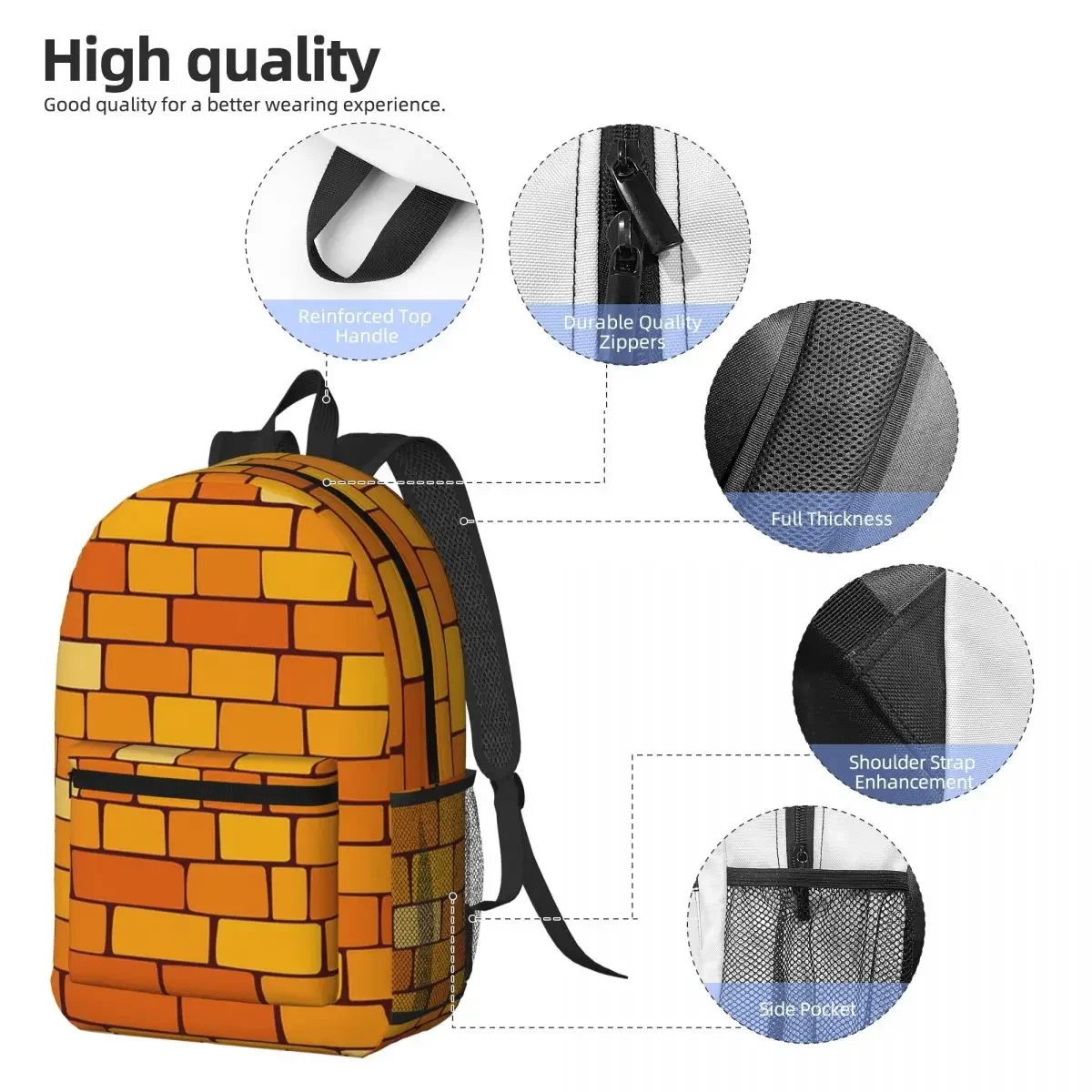 Brick Road Of Yellow Pattern Backpack Daypack Large Capacity Boys Girls BookBag School Bag Shoulder Bags for Men Women