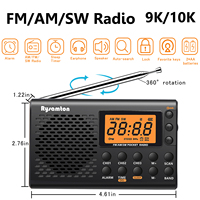 Mini Full Band Radio Portable LCD Display Stereo FM AM SW Radios 9K/10K Receiver with 3.5mm Earphones Alarm Clock Sleep Timer