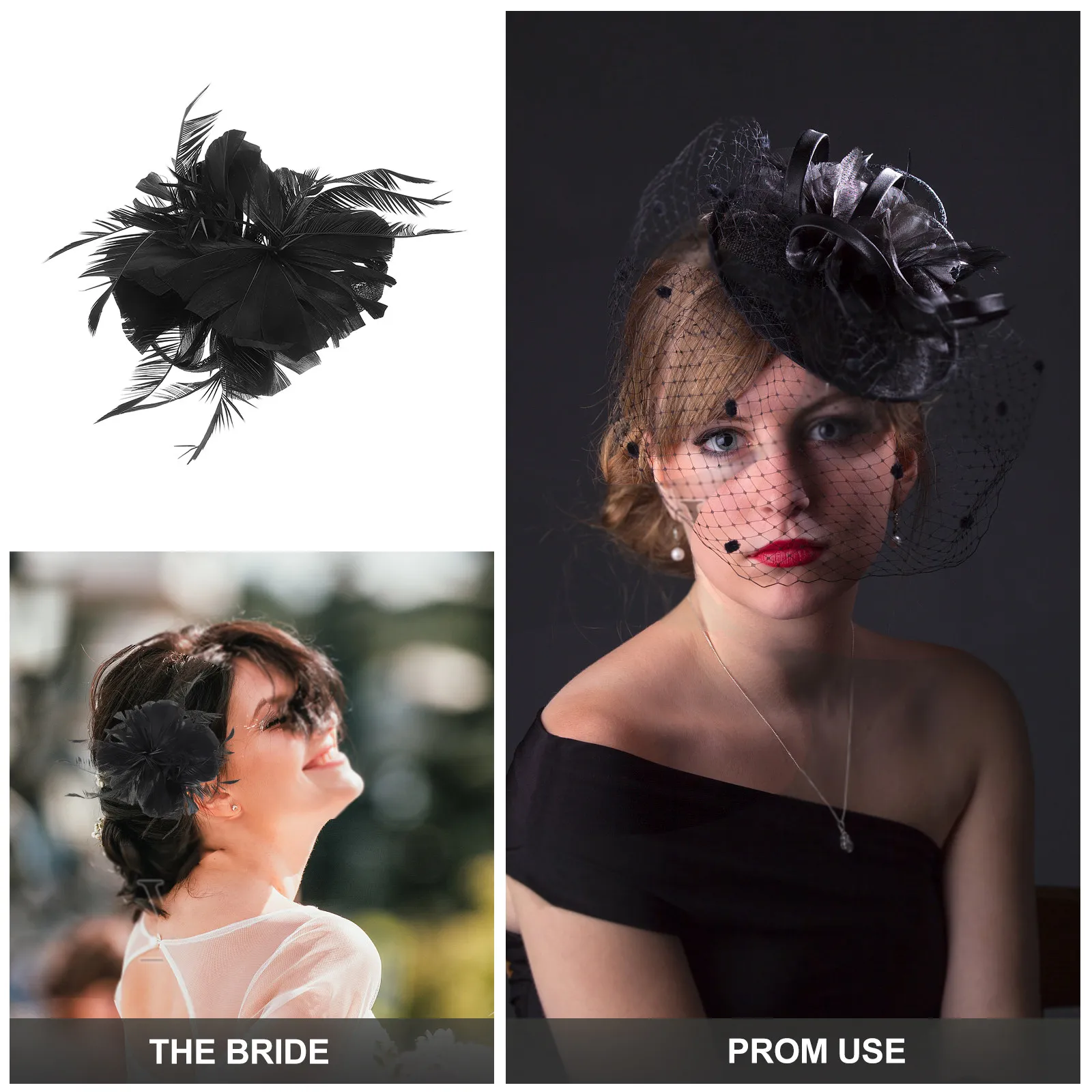 Plume Flax Hair Side Clip One Size Fits All Wedding Prom Evening Party Banquet Headdress For Bridesmaid Women'S Hairpin Styling