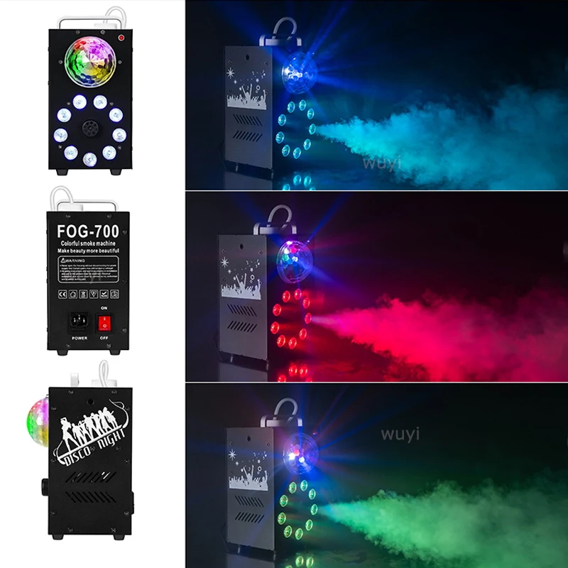 700W Mini Fog Machine Parties Wireless Remote Control RGB LED Effect Stage Light Spray