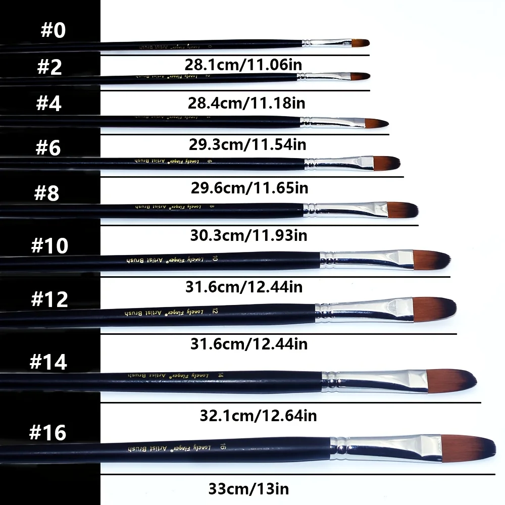 9pcs Long Handle Professional Filbert Paint Brushes Set With Nylon Hair For Mixed Media Oil Acrylic Watercolor Gouache Painting