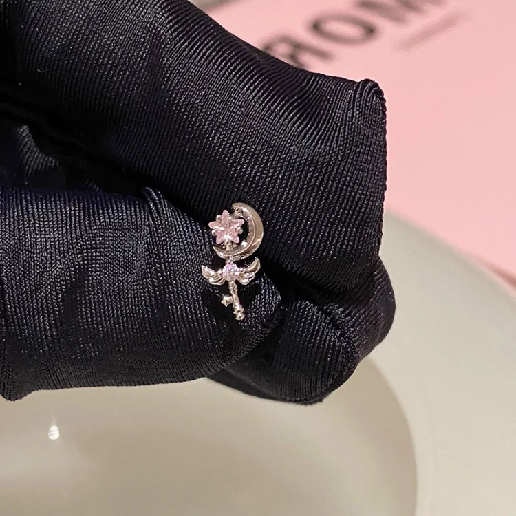 Butterfly Love Heart Moon Star Bears Planet Pink Zircon Rhinestone Small Ear Stud for Women Sweet Party Jewelry HUANZHI 2023 NEW