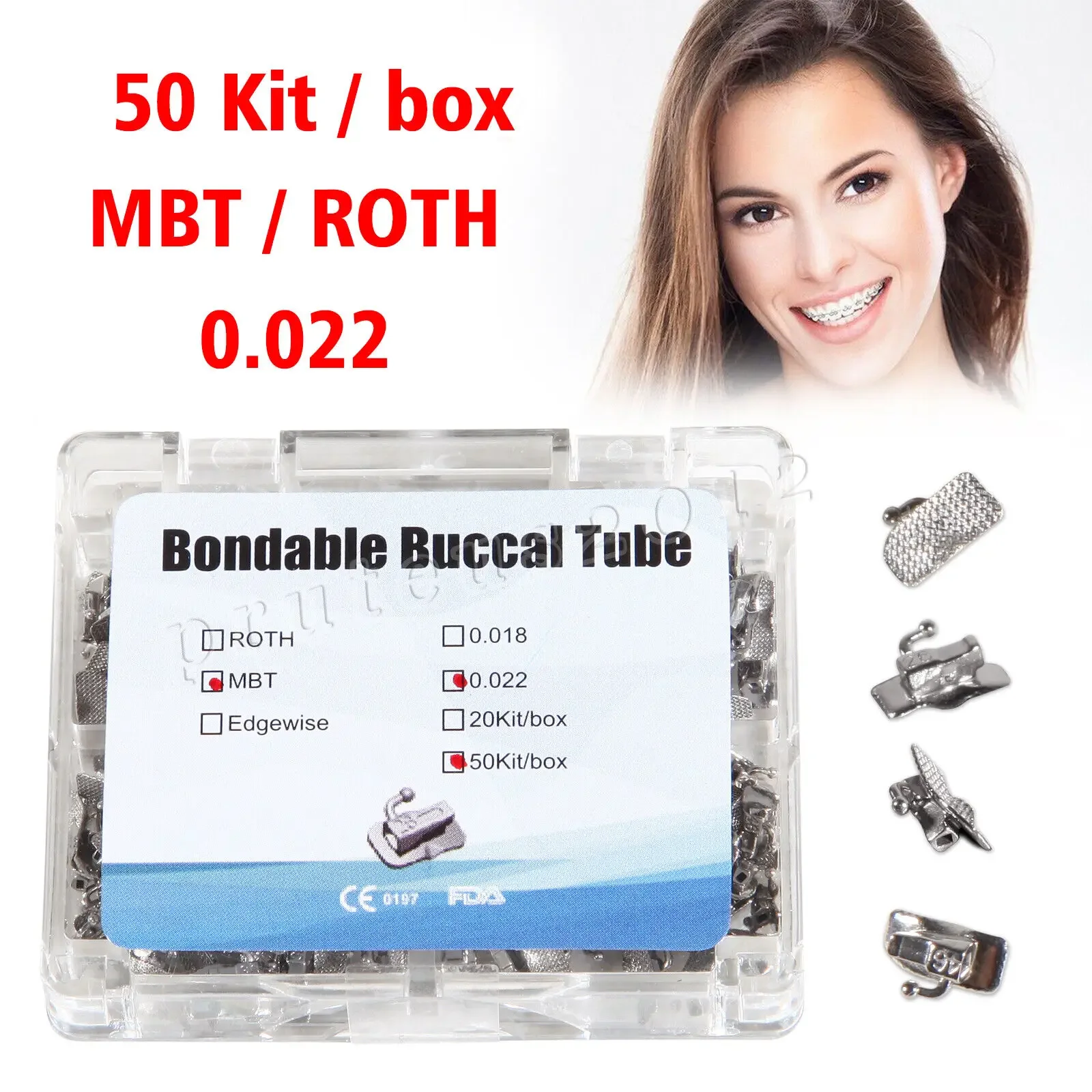 50 Kits/1 Doos Tandheelkundige Orthodontische Buccale Buizen 1e Molaire Buis Roth/MBT 022 Bondable