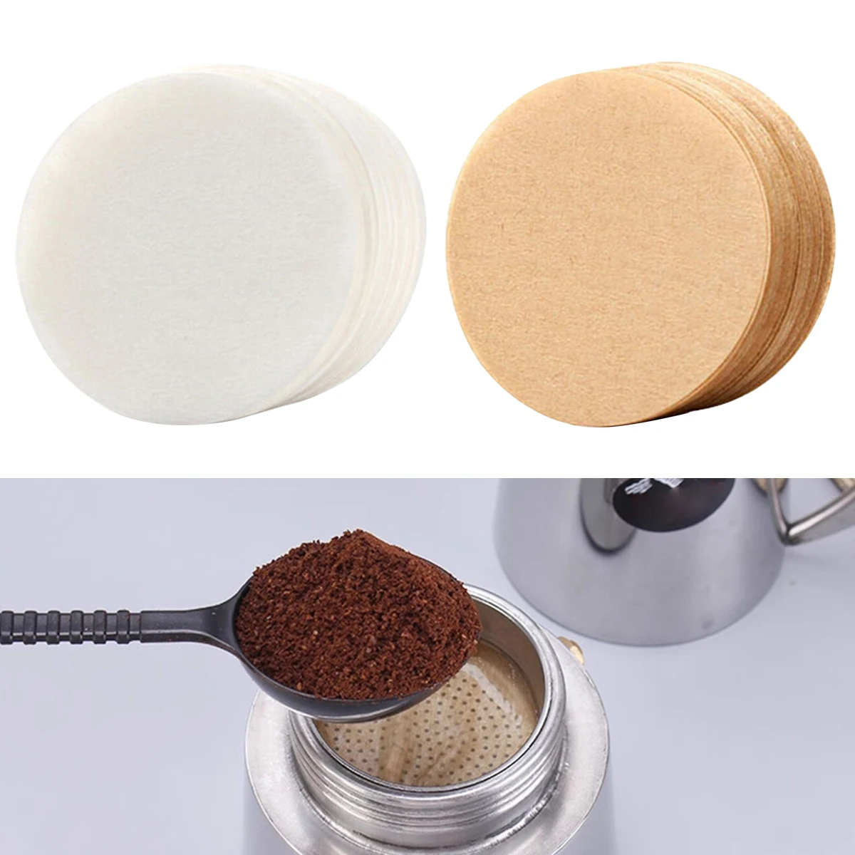

100Pcs Round Coffee Filter Paper 64mmFor Ice Drop Pot Coffee Filters Tools Moka Pot Paper Filter