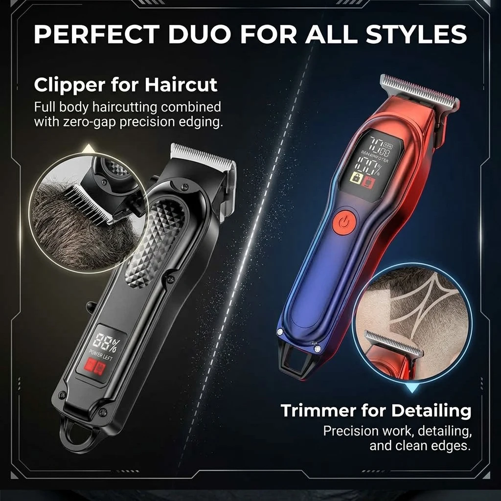 Electric Hair Clipper Professional Trimmer LED Display Rechargeable Hair Cutting Machine Men Grooming Kit Gift for Husband Boyfriend