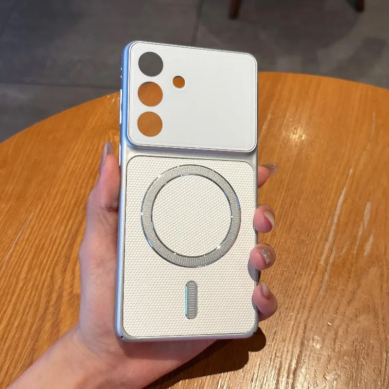 Luxuriöse Leder-Optik Magnetisches Ladeetui für Samsung Galaxy S26 Ultra S25 S24 Ultra FE S26 Plus Stoßfeste Hülle mit Großem Fenster