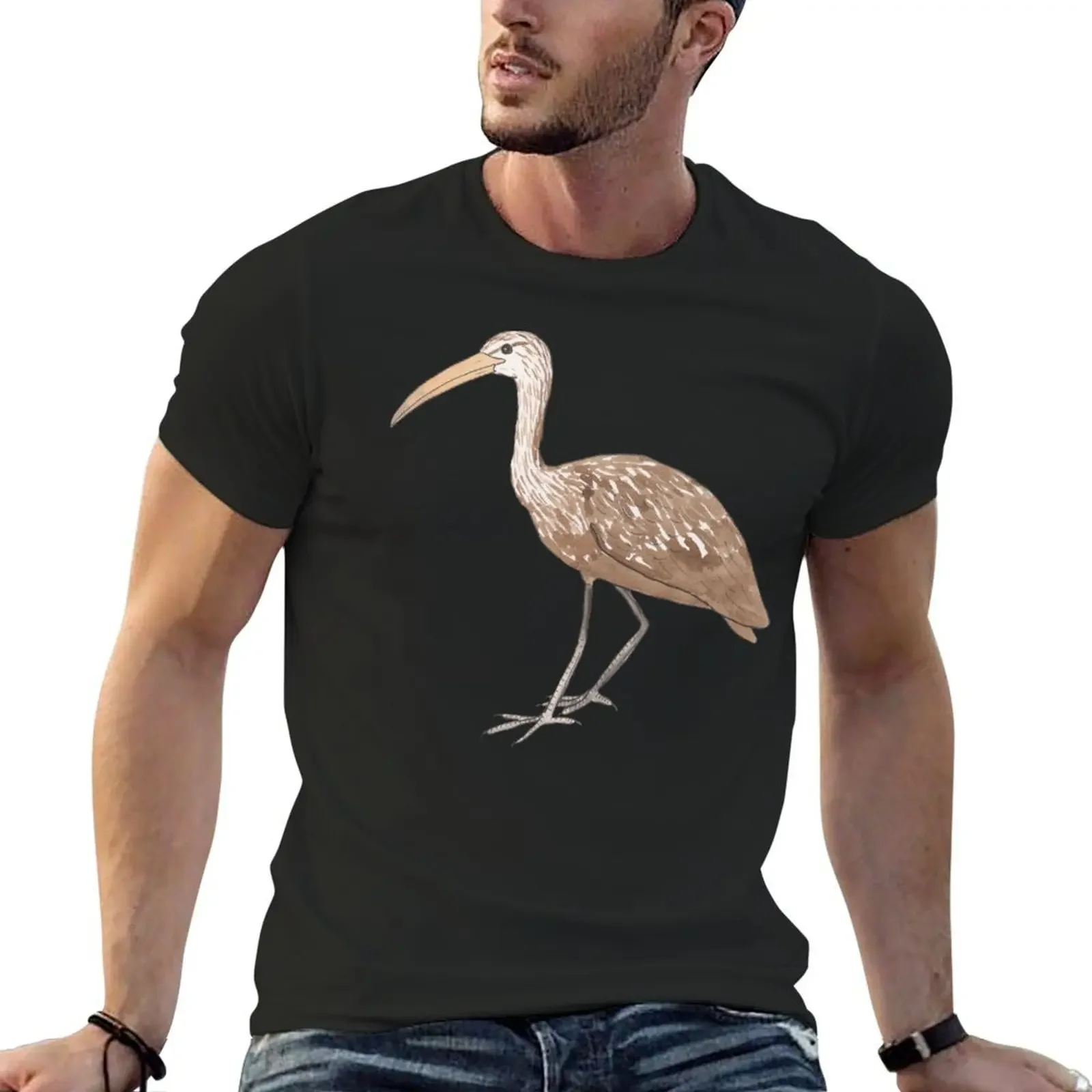 Limpkin bird species watercolor art T-Shirt anime vintage clothes men t shirts high quality