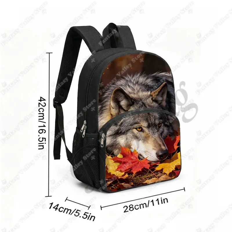 The Wolf Howling Under The Moonlight Pattern Backpack Colorful Fantasy Wolves Women Men Rucksack School Bags for Teenager