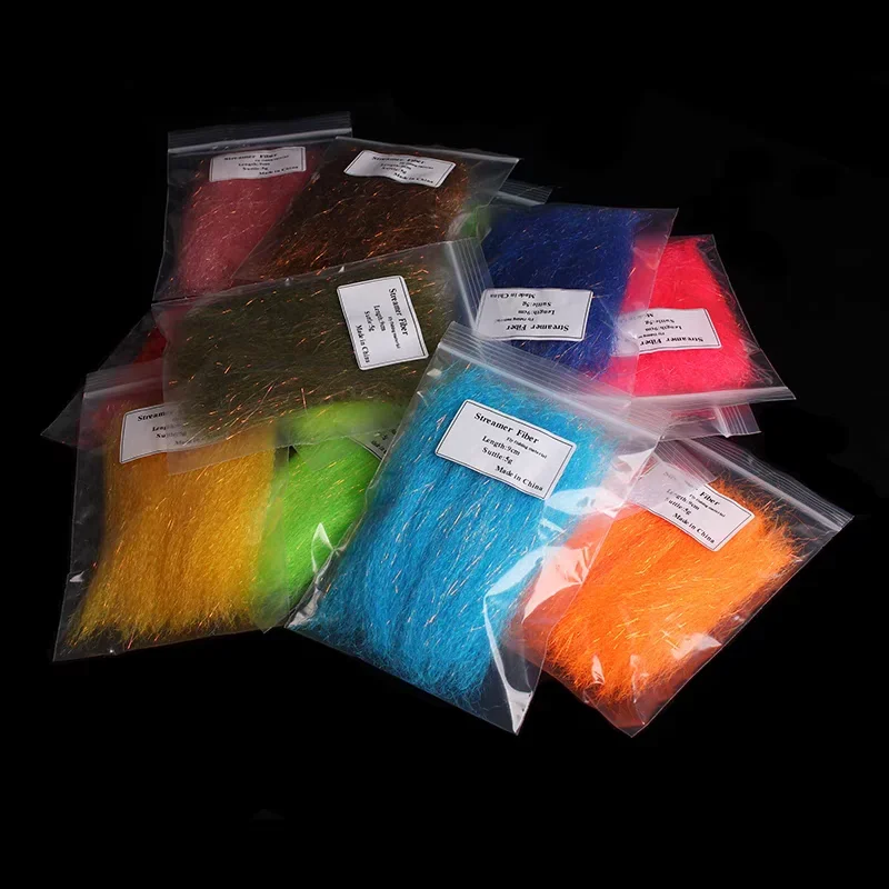 1pack Crimped Slinky Fiber Flash Streamer Fiber for Minnow Streamer Flies Saltwater Trout Bass Pike lure Fly Tying Material