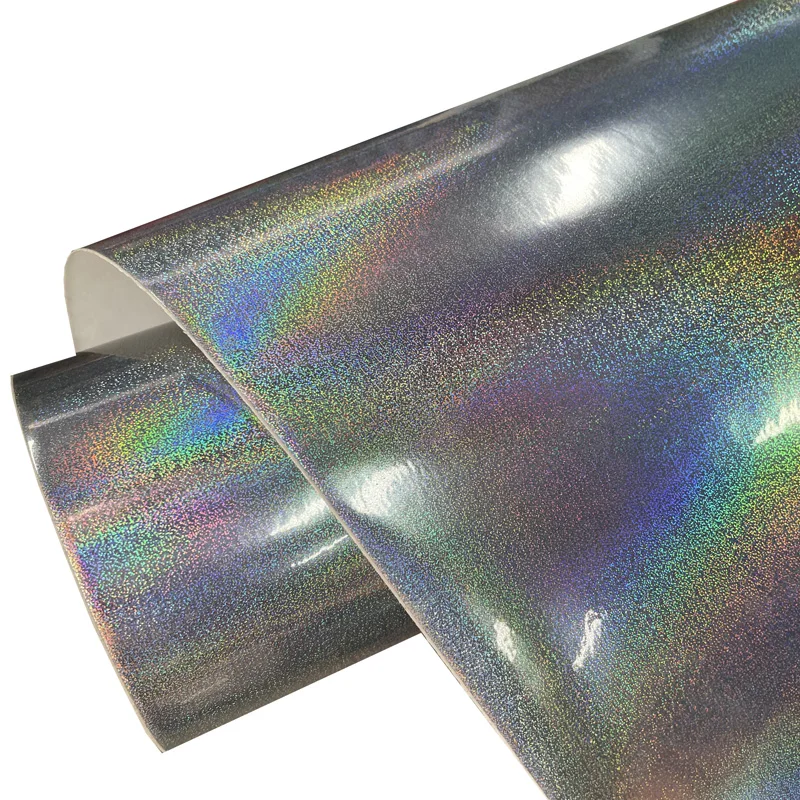 

Premium Rainbow Gloss Sparkle Glitter Holographic Silver Vinyl Wrap Film DIY Self Adhesive Decal Automotive Car Wrapping Foil
