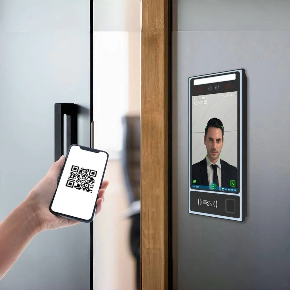 8" multikbiometrisches Zugangskontroll- und Anwesenheitsterminal – Gesichts-Fingerabdruck-Handflächenader, WiFi 4G TCP/IP