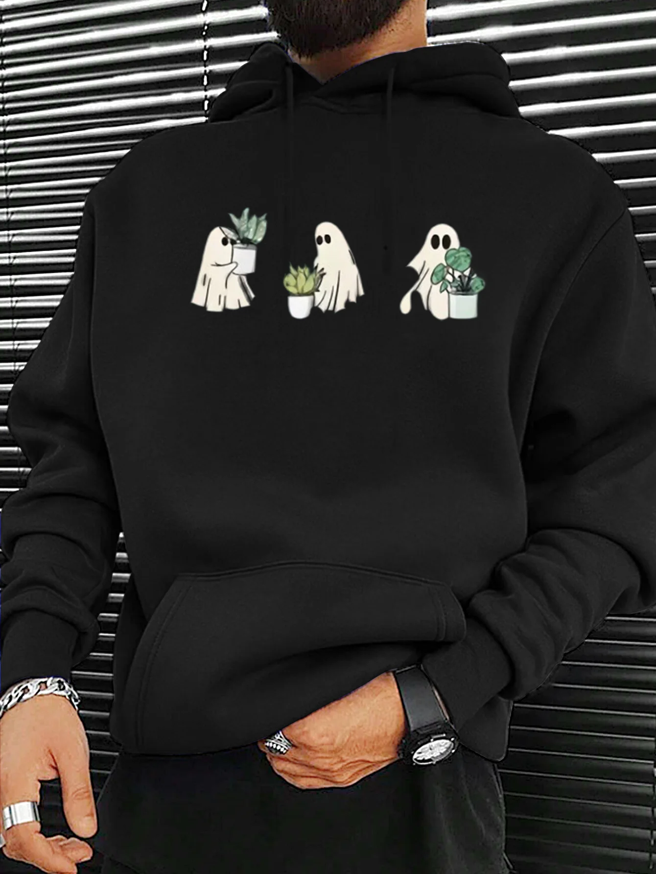 

Осенне-зимняя хлопковая толстовка с графическим принтом призрака для мужчин и женщин, модный бренд для уличных занятий спортом на открытом воздухе