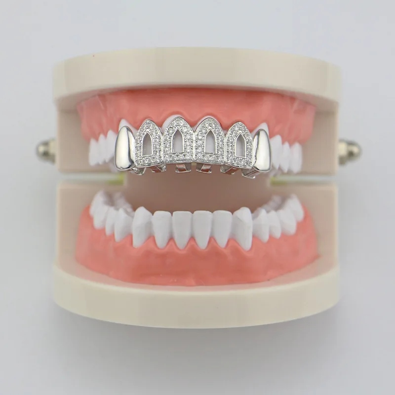 Holle Tanden Grillz Top & Bootom Tandheelkundige Mondkapjes Cosplay Party Rapper Hip Hop Sieraden TG078