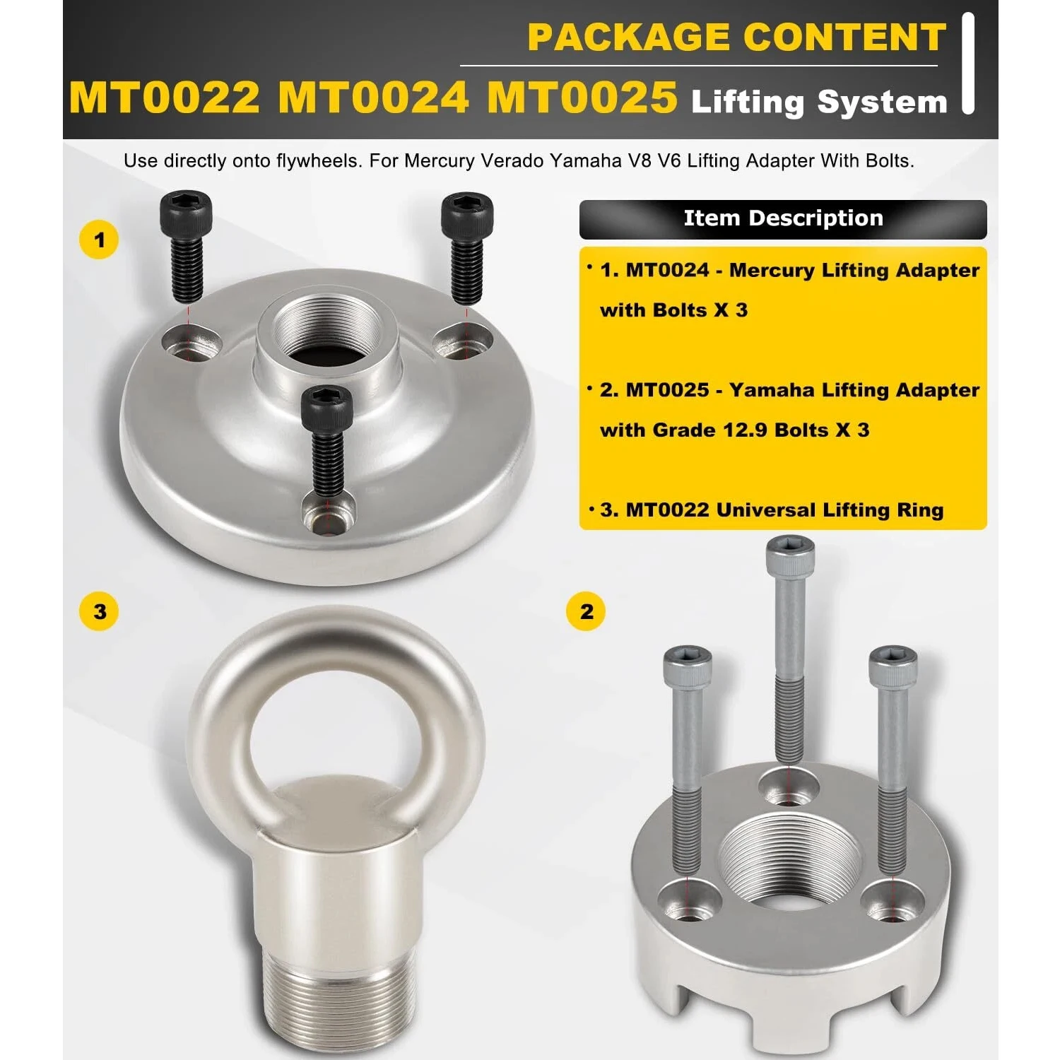 

Outboard Lifting Ring MT0022 & Lifting Adapter MT0024 MT0025 For Mercury Yamaha