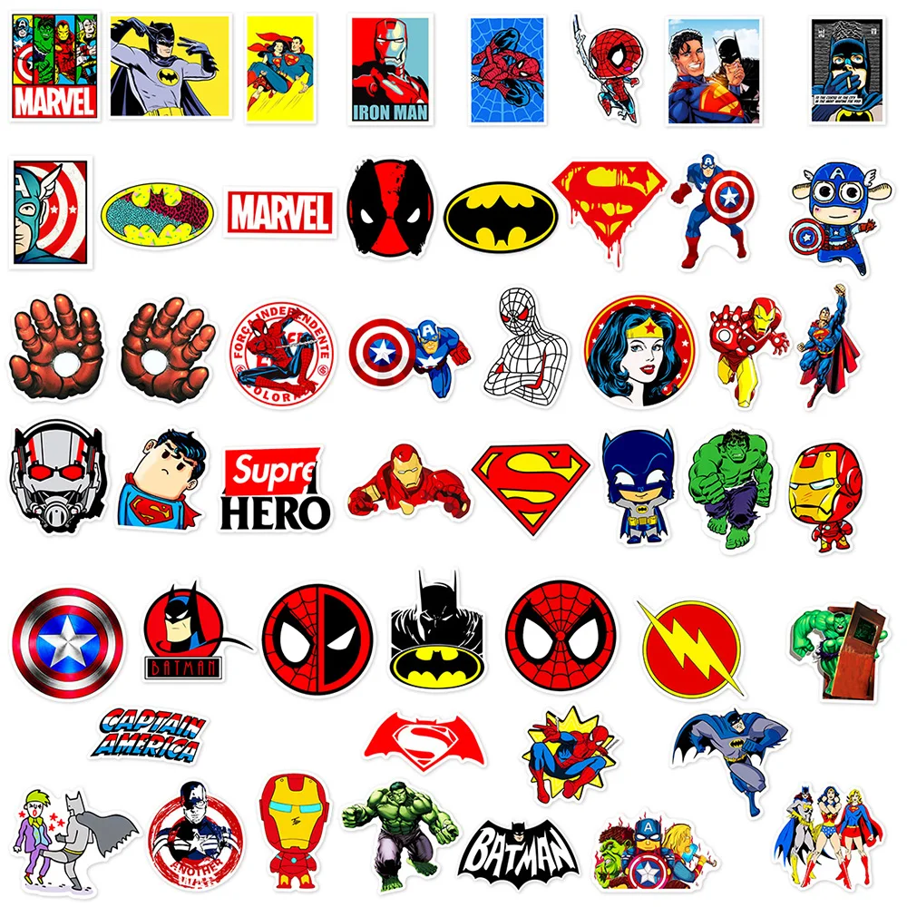 Disney Super Hero Adesivos para Crianças, Brinquedo do Homem Aranha, Decalques bonitos, Caderno, Mala, Telefone, Motocicleta, Presente, 10 pcs, 30 pcs, 50 pcs, 100pcs