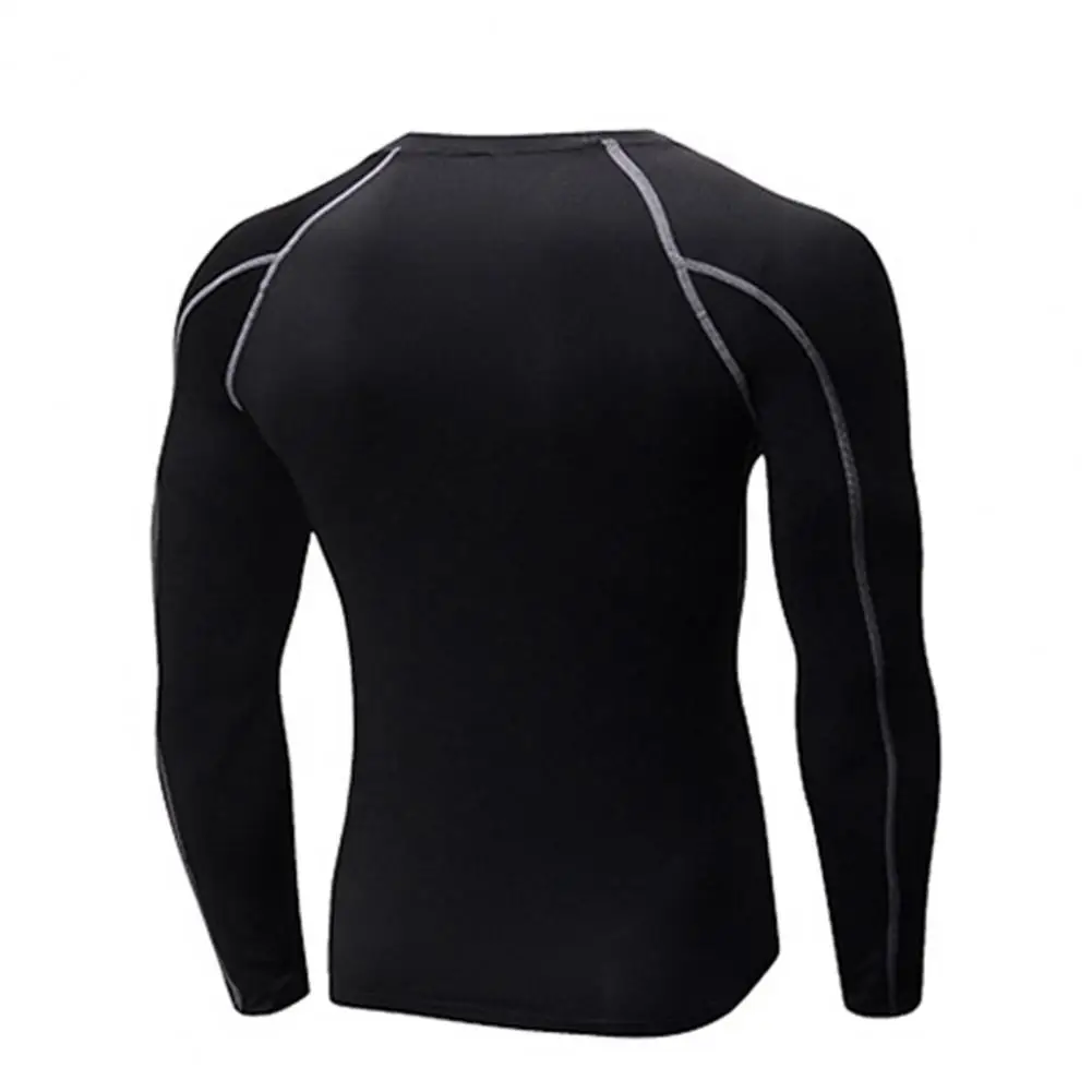 Color Matching Long-sleeved Shirt Men's Long Sleeve Summer Sports T-shirt Quick Dry Breathable Fitness Top with Sweat Absorption