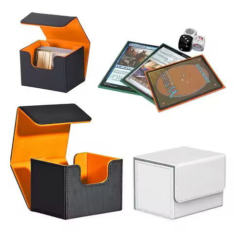 Leather Game Card Storage Box Dust Protection Game Card Box PU Leather Card Deck Box Holds Magnetic Closure For Magic Cards