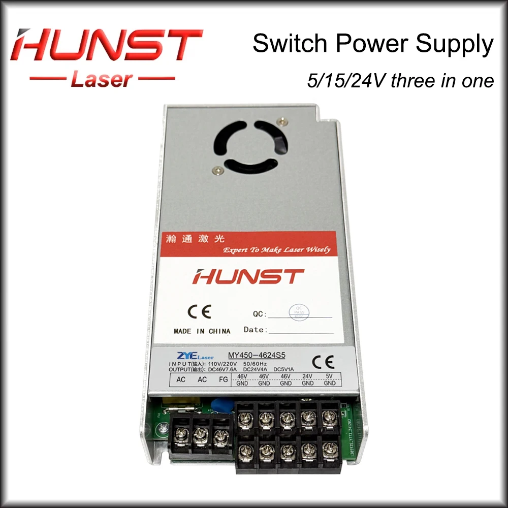 

Hunst 500w Swithing Power Supply 3 In One Supply Input 110V/220V Output 24V 12A 15V 5V For Laser Marking and Engraving Machine