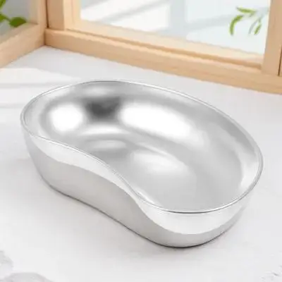 1 pc Stainless Steel Curved Tray Thickened Anti-Iodine Volt-Free Silver Medical Storage Plate For Hospital Clinic Surgery Dental