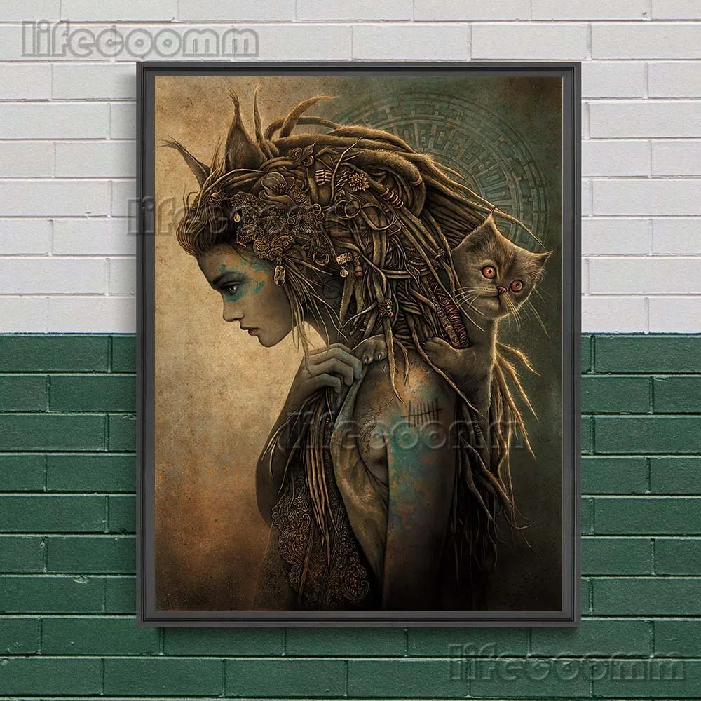 Strega Medusa e sciamano Retro Wall Art Canvas Painting Evil Devil Witchcraft Art Poster e stampe decorazioni per la casa Wicca stampe d\'arte