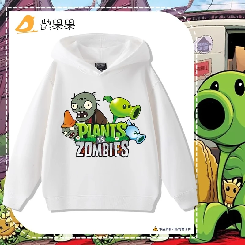سترة بقلنسوة للأولاد والبنات على الموضة للشارع من Plants vs. Zombies بالإضافة إلى قمصان مخملية جديدة بأكمام طويلة للأطفال للخريف والشتاء