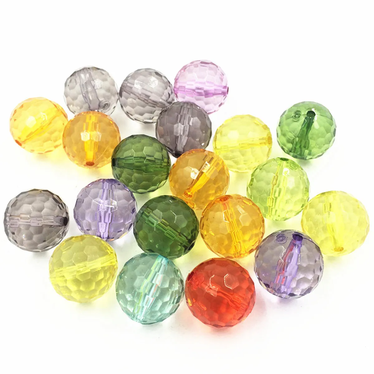 Spacer Beads Acrylic Facted Round Transparent Mixed Colourful For Charms Bracelets Jewelry DIY Findings 18mm